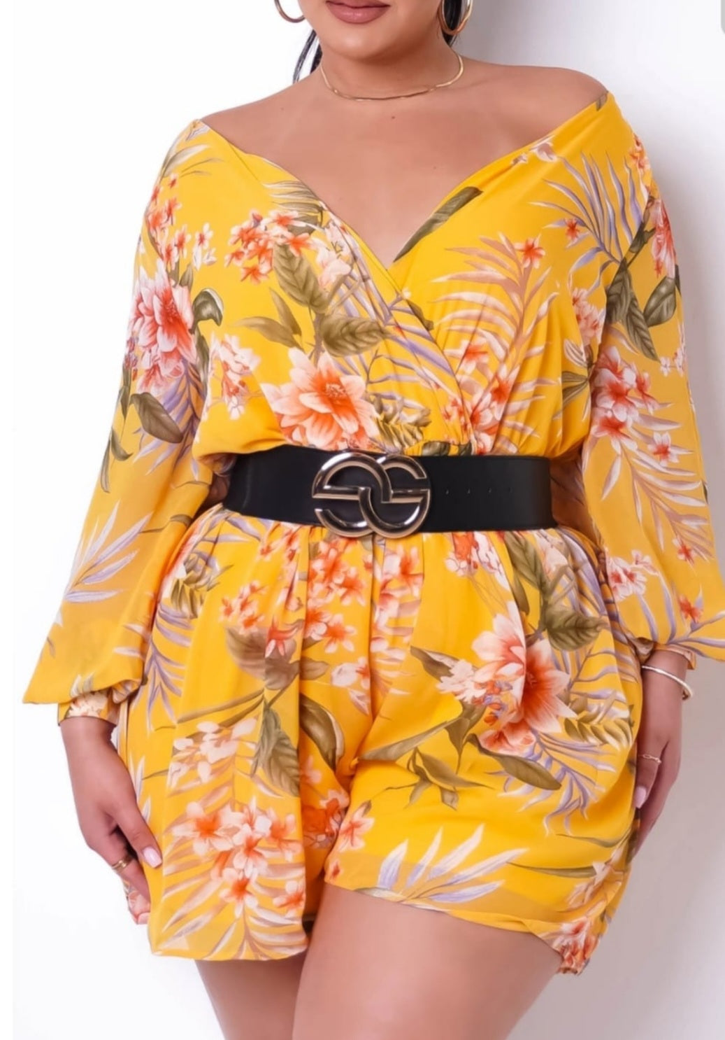 FLORAL ROMPER - YELLOW